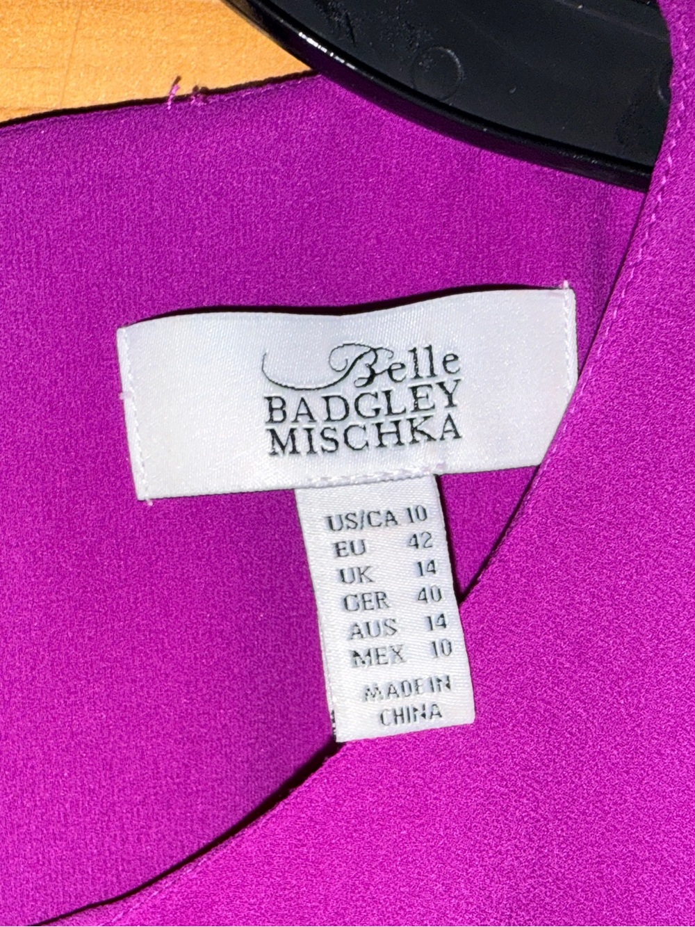 Belle Badgley Mischka Magenta Chiffon Tiered Cocktail Sheath Dress-10-EC - Picture 2 of 14